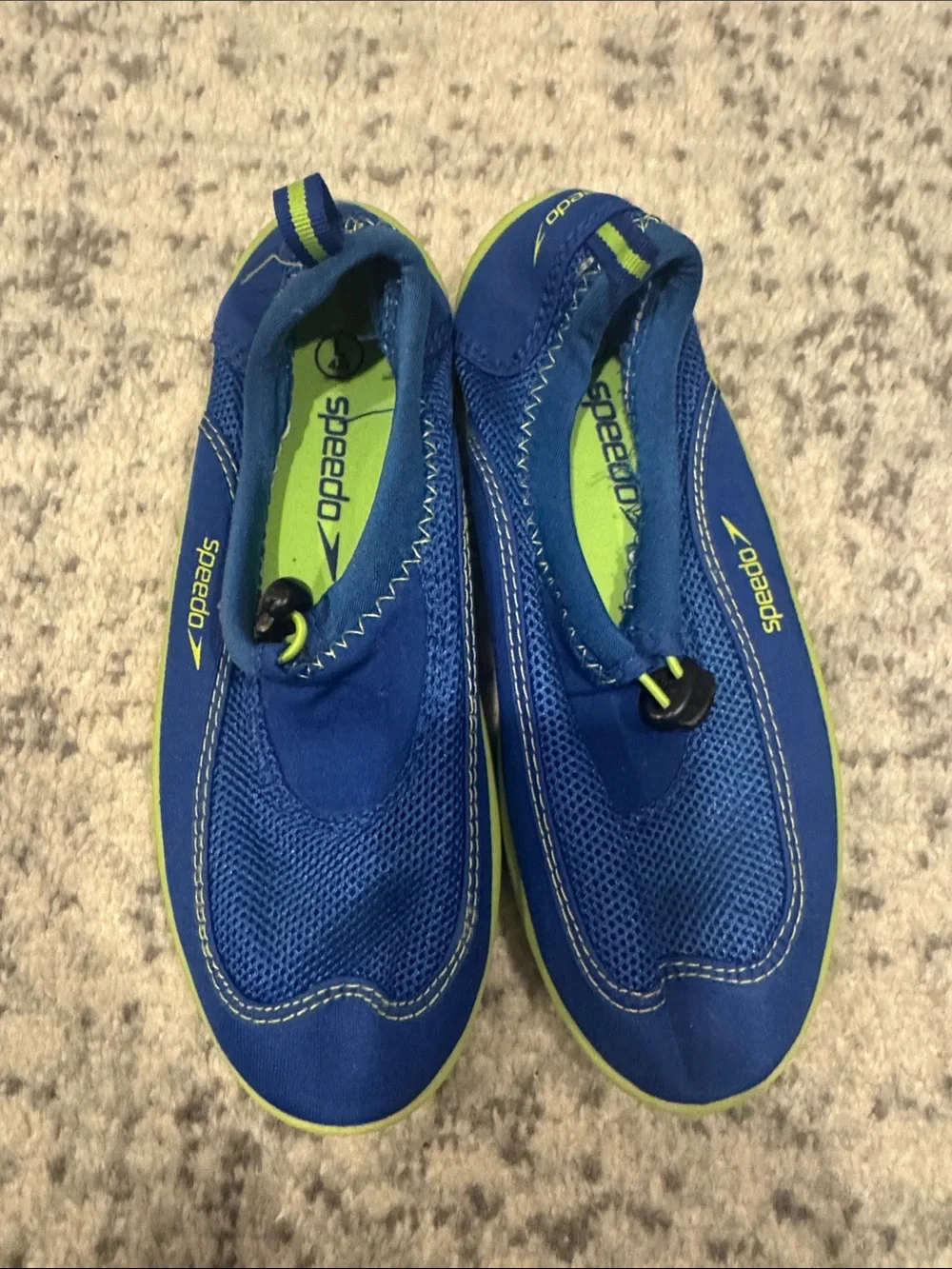 Speedo Kids Blue and Lime Water Shoes - Toggle Closure Swim Shoes